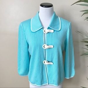 Ming Wang Knit Turquoise Jacket Blazer